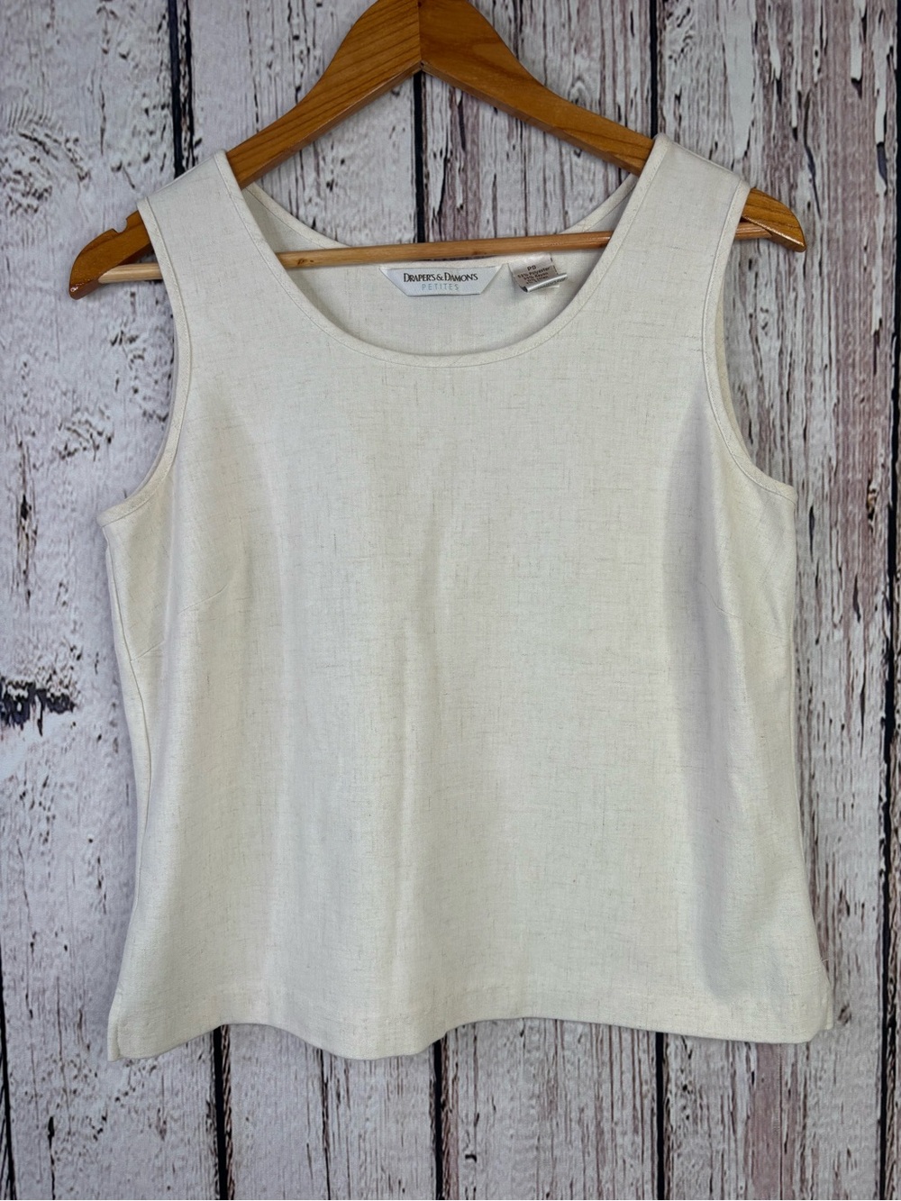 Draper’s & Damon’s Petites Size Petite Small Linen Blend Light Beige Tank